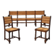 Bench and 2 chairs in solid oak and straw, French craftsmanship from 1940.