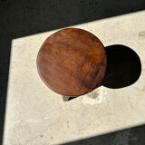 Brown solid wood stool flat circular seat