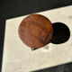 Brown solid wood stool flat circular seat