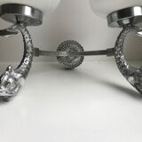 Duo of wall lamps in chrome metal and Opalines Japanese 50s