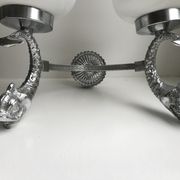 Duo of wall lamps in chrome metal and Opalines Japanese 50s