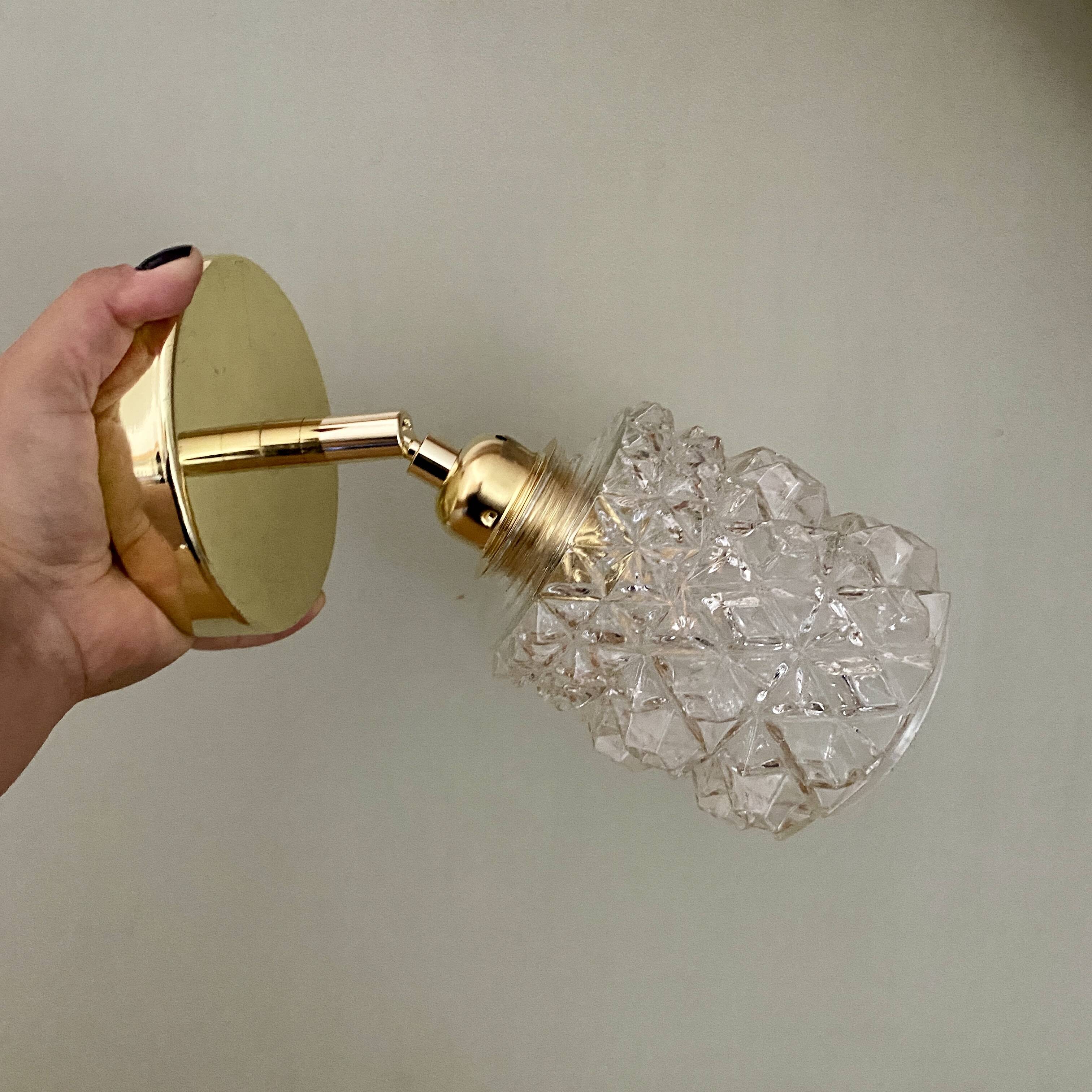 Vintage molded glass globe wall light