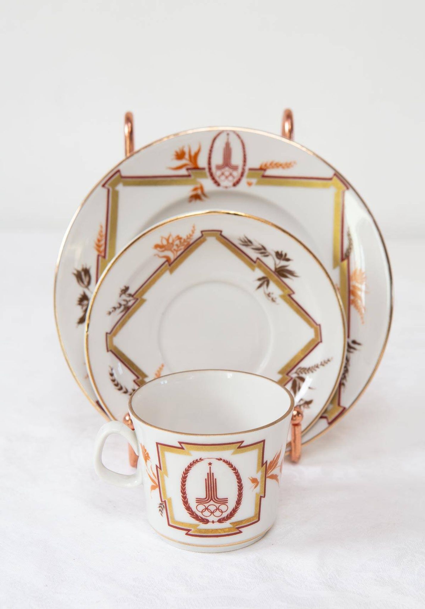 Russian porcelain coffee service Lomonosov Moscow 1980 Olympic Games