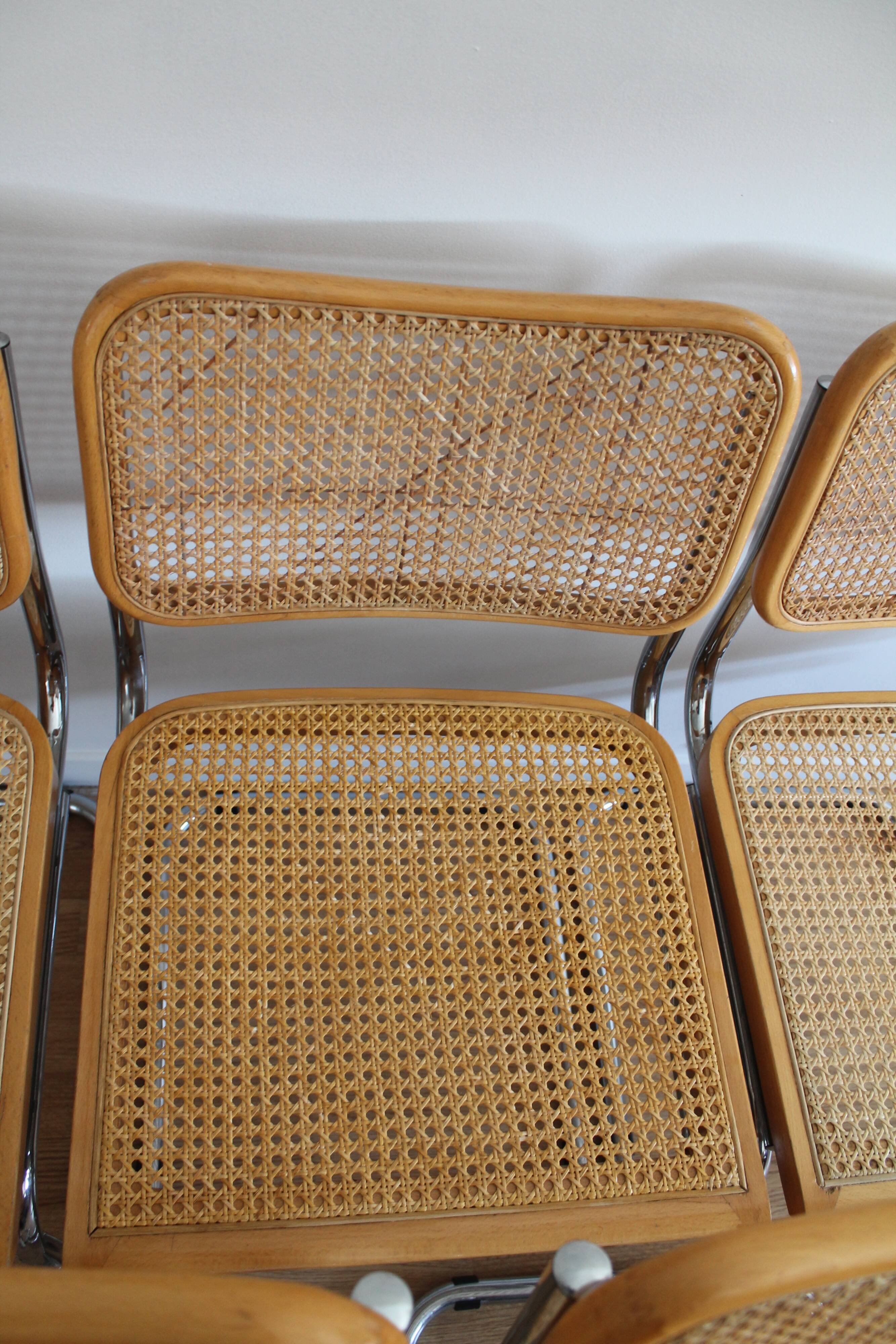 Lot de 6 chaises Cesca B32 par Marcel Breuer