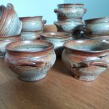 Soup bowls and cups in Puisaye stoneware by Jean-Pierre Prud'homme