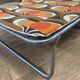 1970 orange pattern / chaise longue / vintage camp bed in metal and fabric