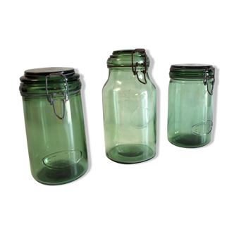 Jars green glass (set of 3) - 50 years