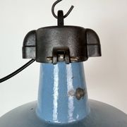 Industrial Blue Enamel Factory Lamp with Cast Iron Top, 1960s