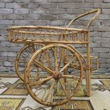 Bamboo and rattan bar cart, 1950