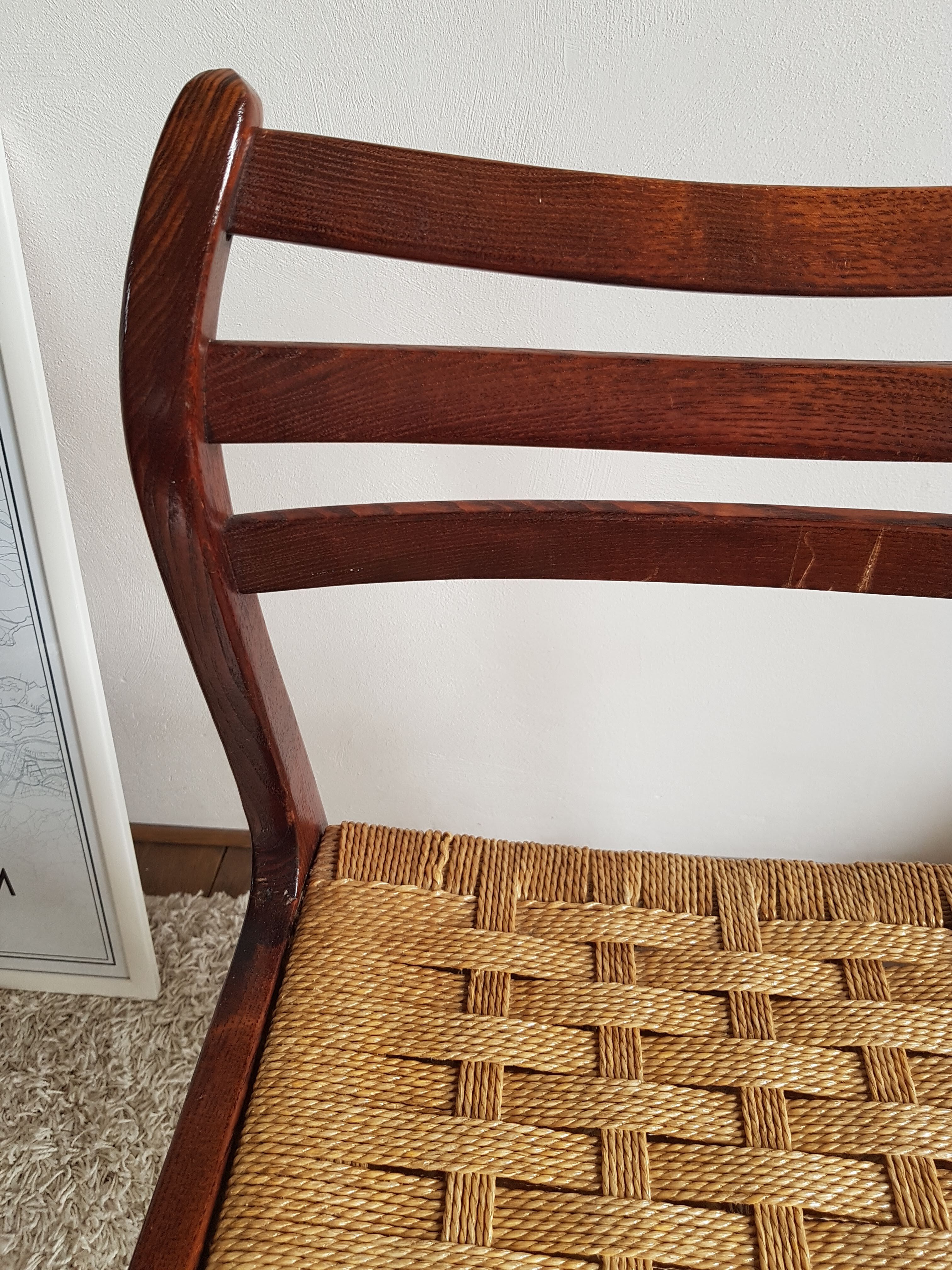Pair of Scandinavian chairs in braided rope-circa 1960