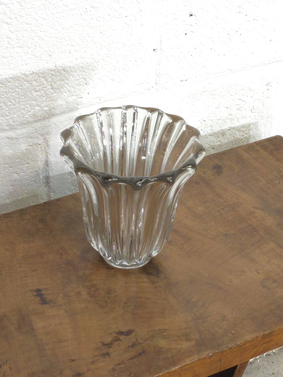 Molded crystal vase Pierre d'Avesn (Pierre Girre) 1940s