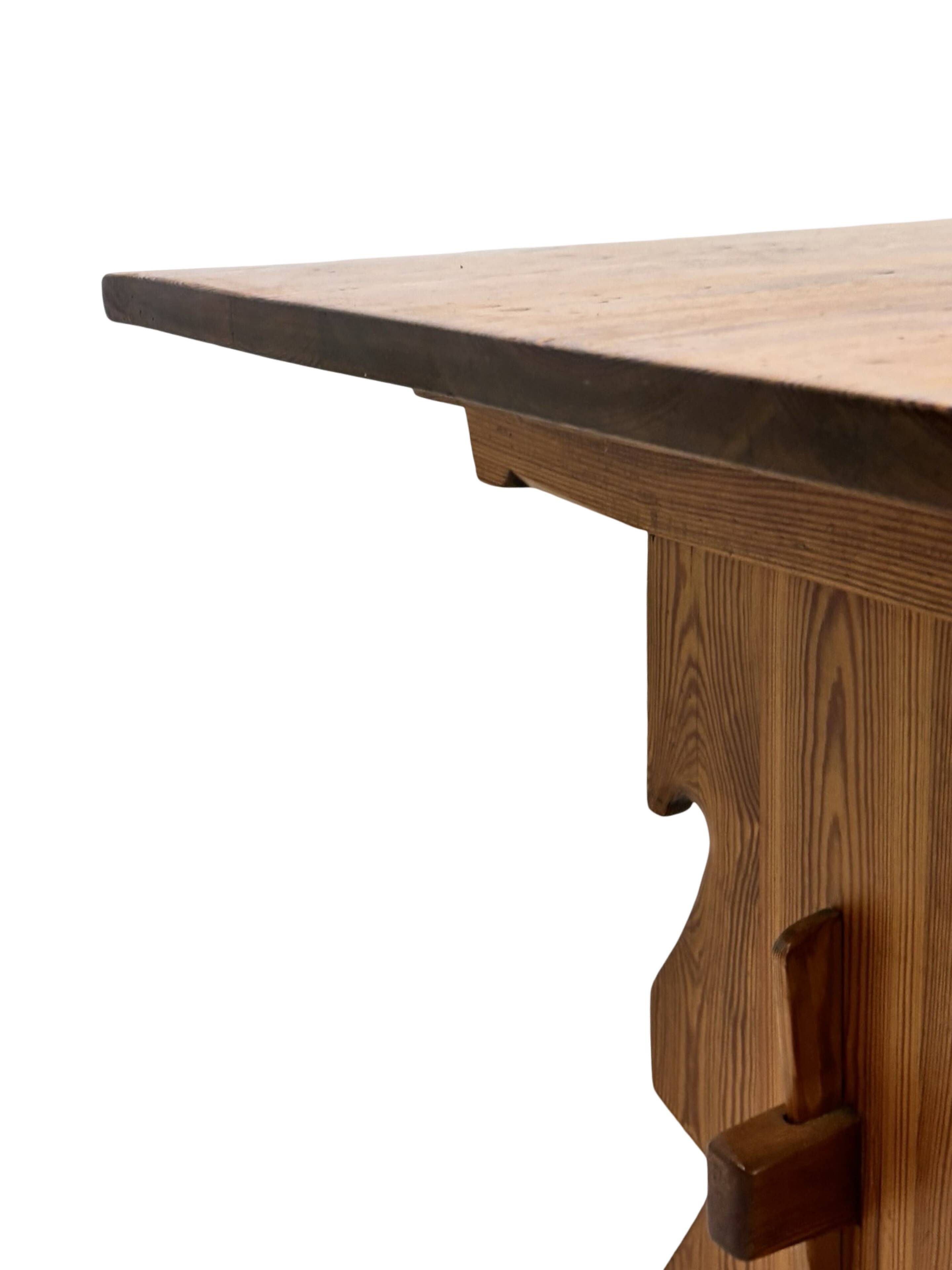 Vintage Pinewood Dining Table Desk with Drawer 60s Design