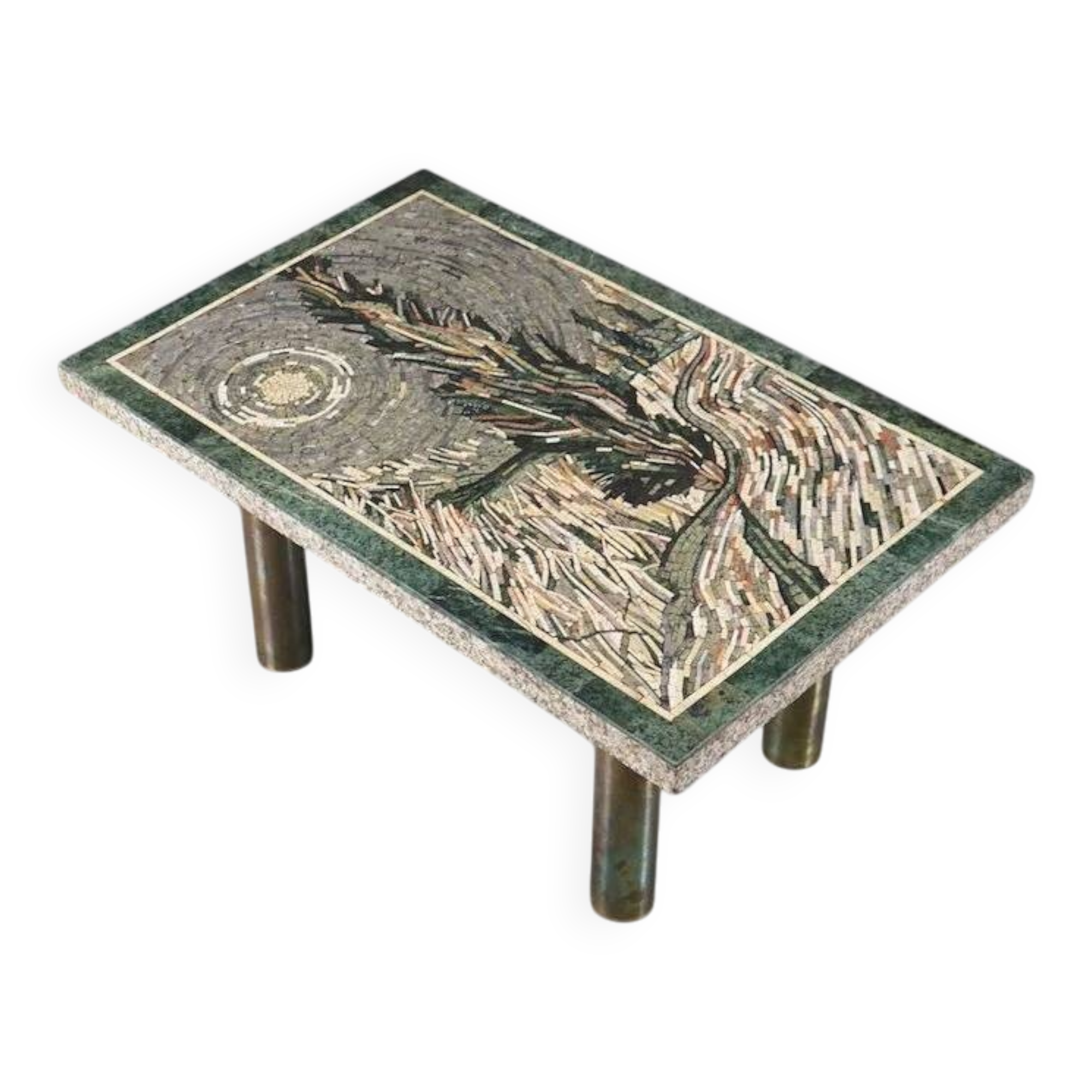 Table basse en mosaïque dans le style de « Route de campagne en Provence » de Van Gogh