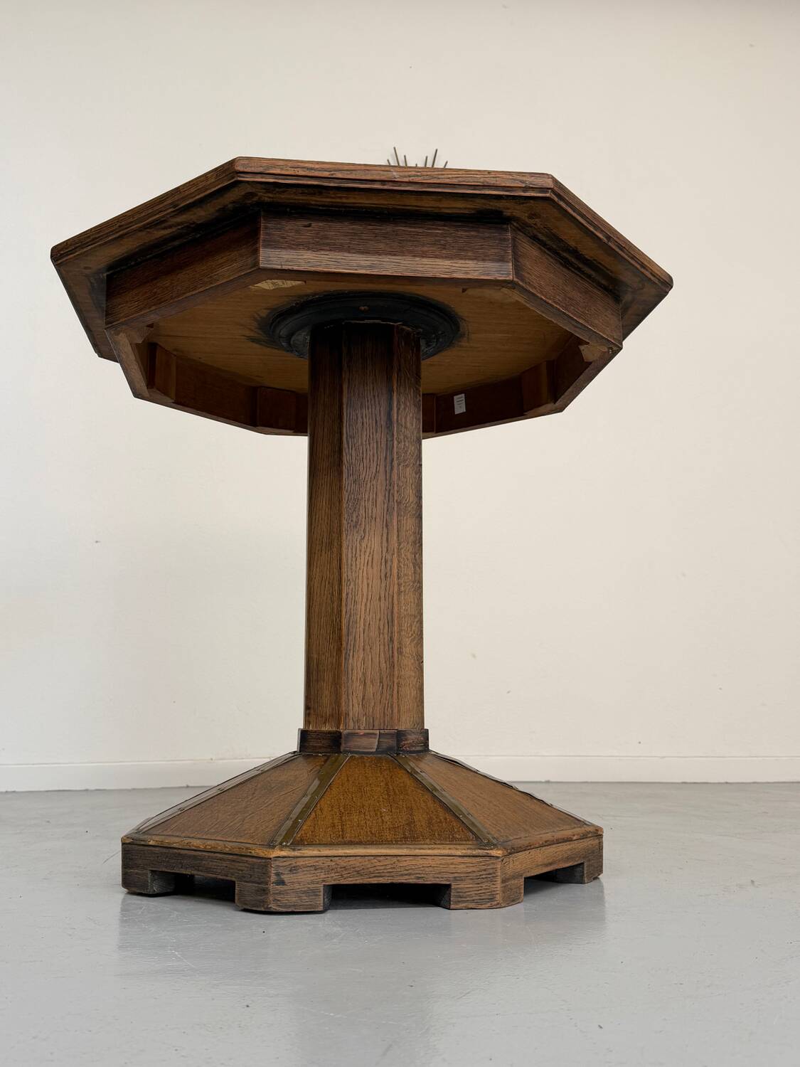 Ancienne table en bois de bistrot années 40/50 vintage finition laiton