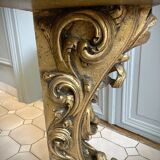 Carved wooden and marble console