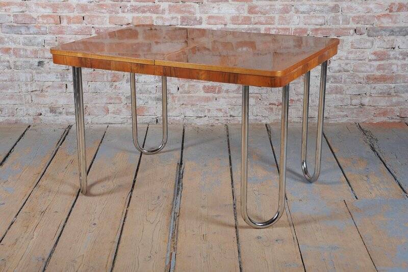 Bauhaus Oak Foling Table by J. Halabala for UP Zavody, Czech, 1930s