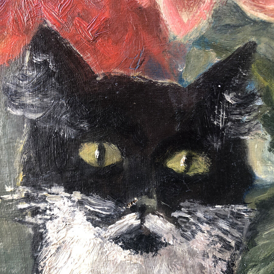 Tableau 1932 "le chat aux dahlias"