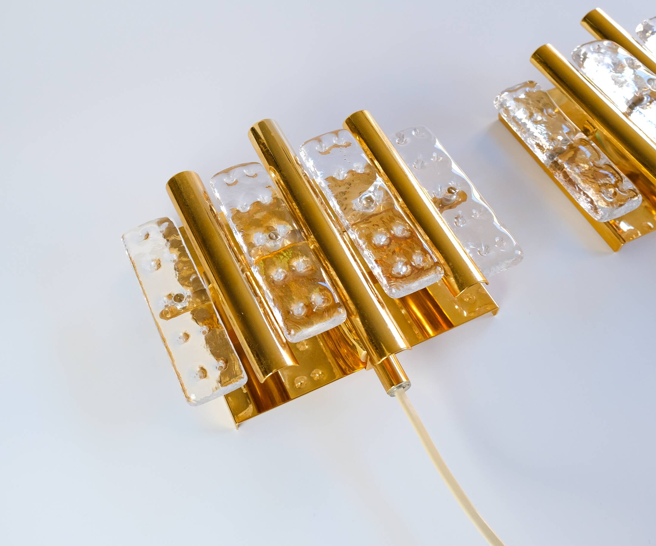 Paire d'appliques murales Carl Fagerlund du milieu du siècle pour Orrefors, Suède, vers 1960