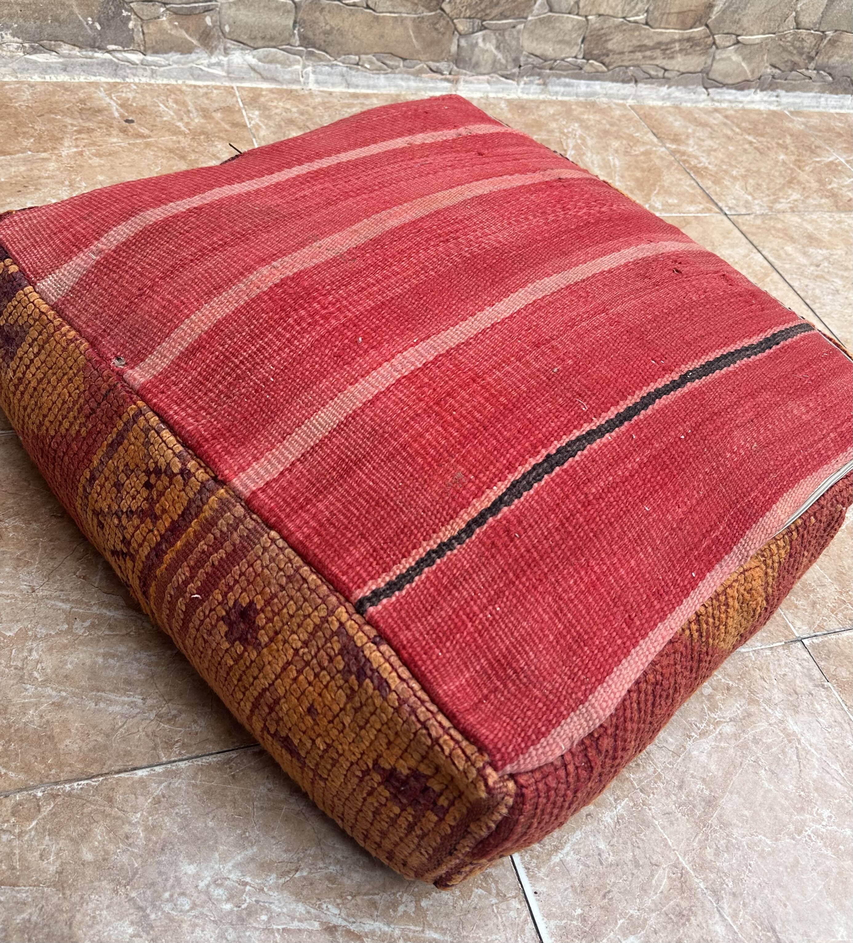 Handmade Berber Kilim pouf, floor cushion