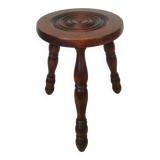Vintage country turned wooden tripod stool
