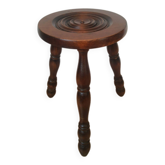 Vintage country turned wooden tripod stool