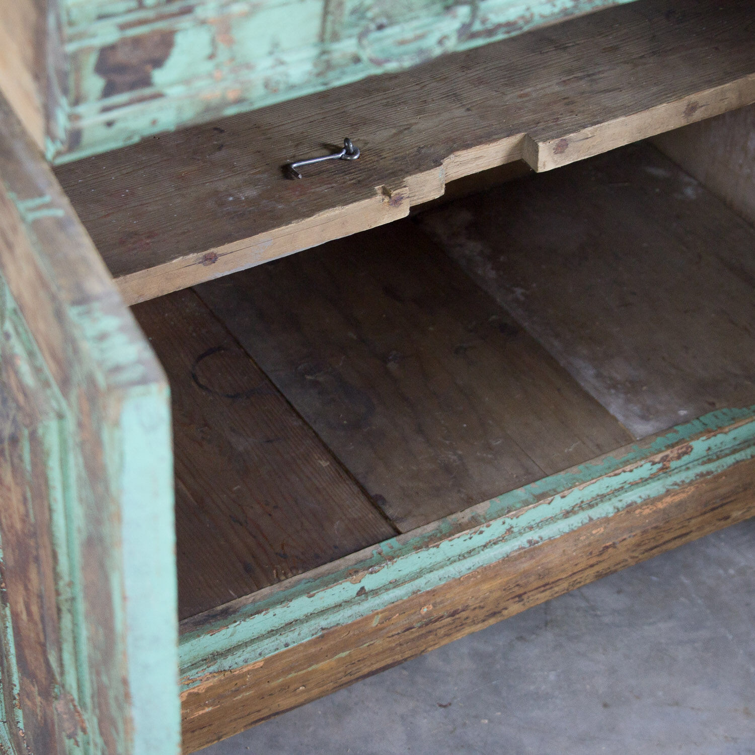 Green French antique cabinet