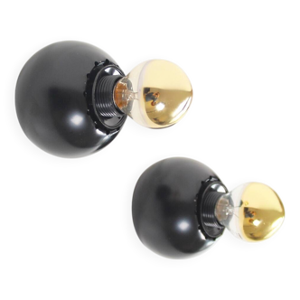 Set (2) of petite playful painted 'ball' wall lights, Italy 1970's