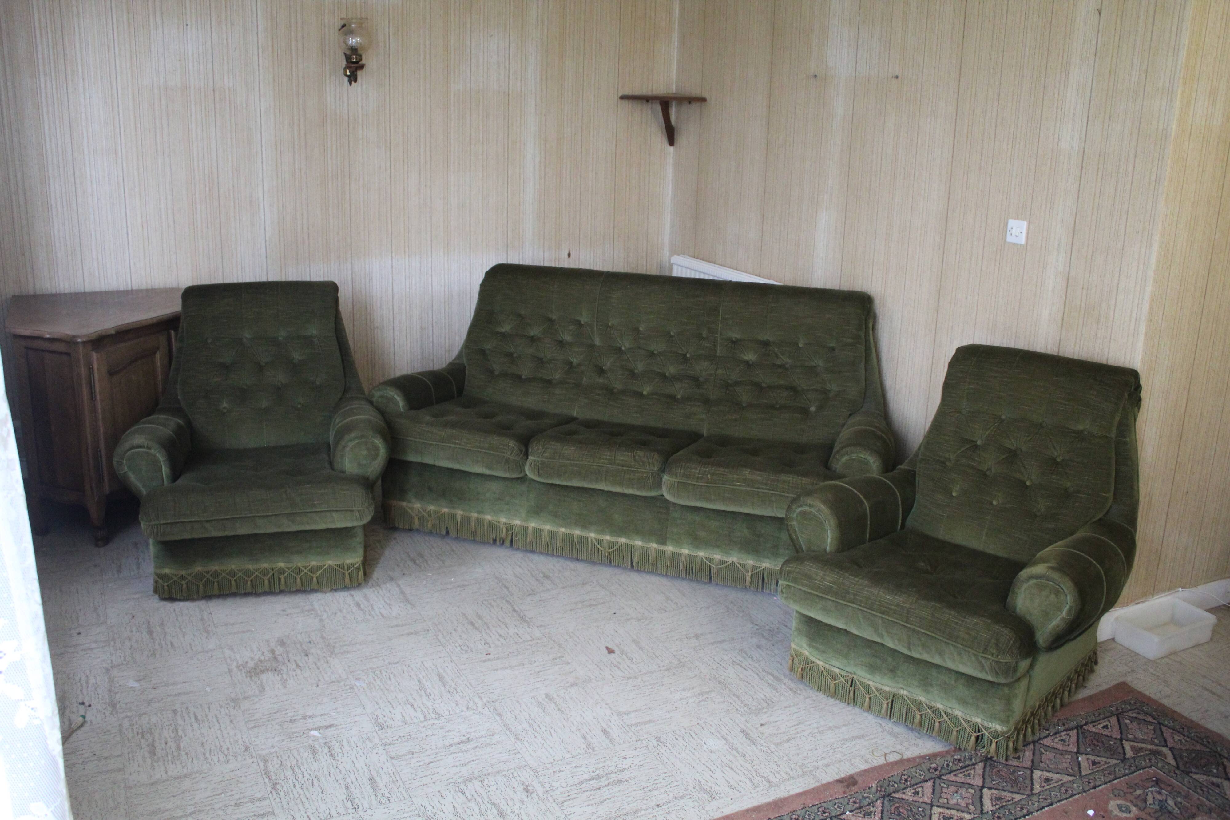 Canapé vintage en velours vert