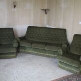 Vintage green velvet sofa