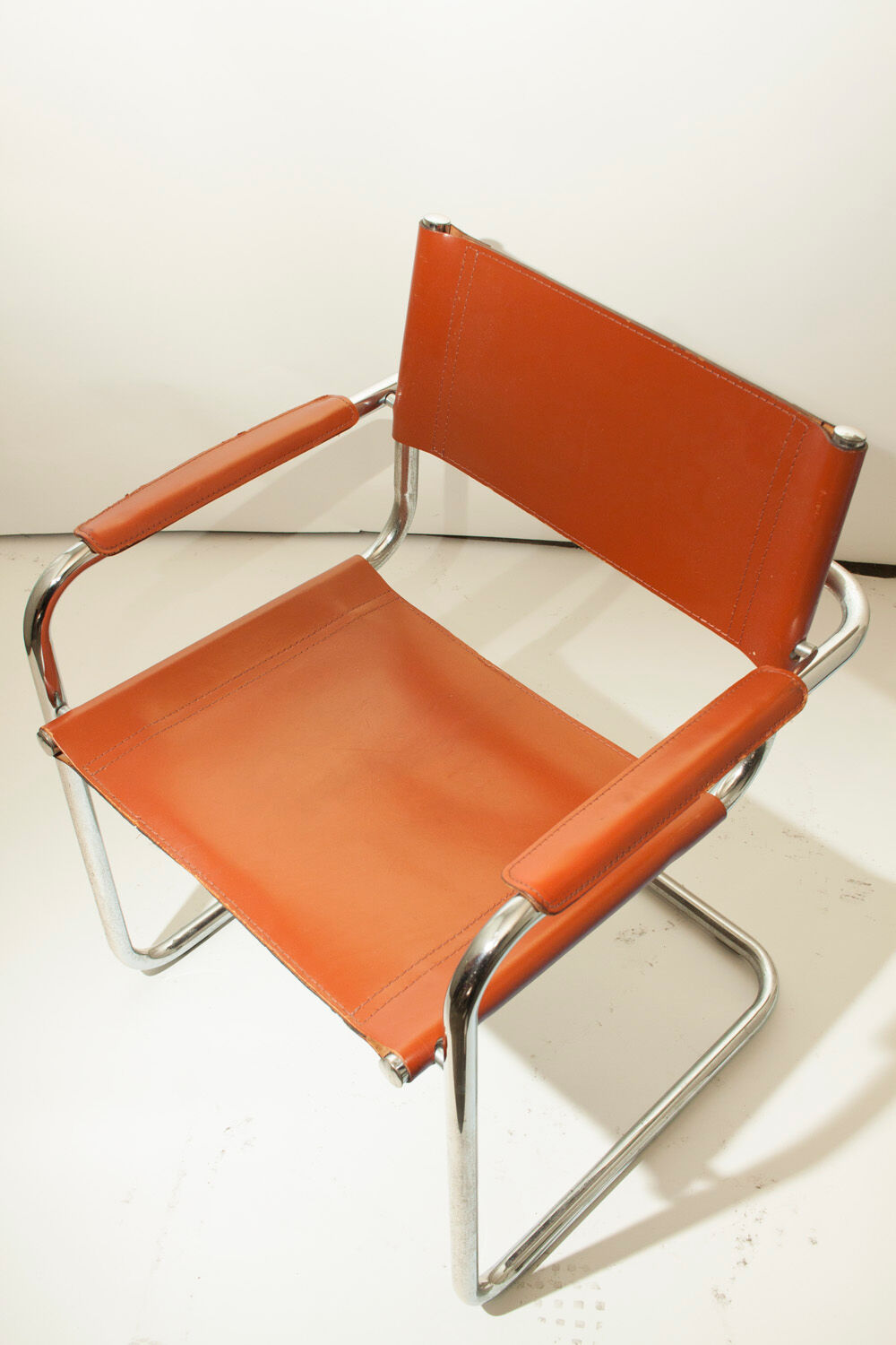 Fauteuil vintage en métal et cuir