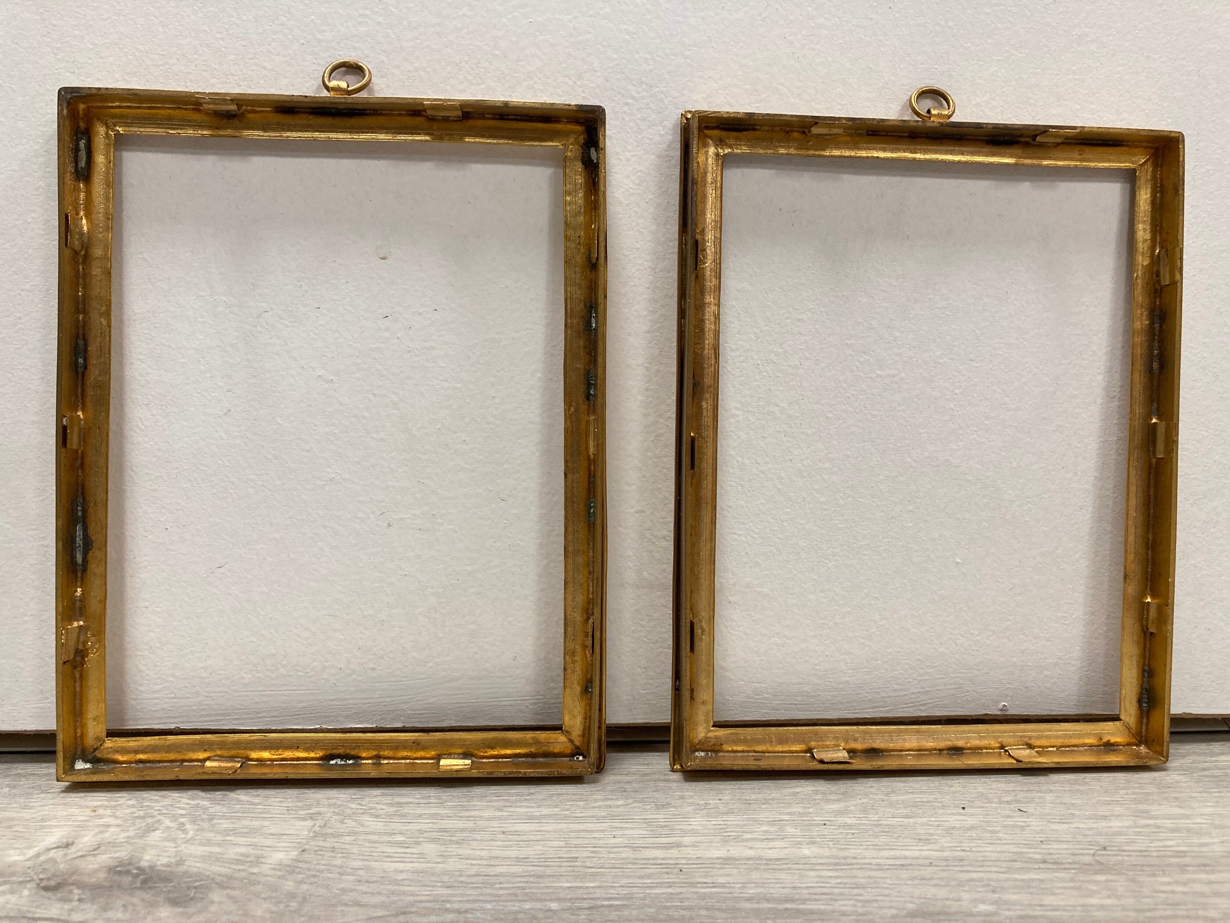 Pair of gold brass frames