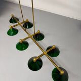 Large brass and green opaline pendant lamp 260 cm 1970s