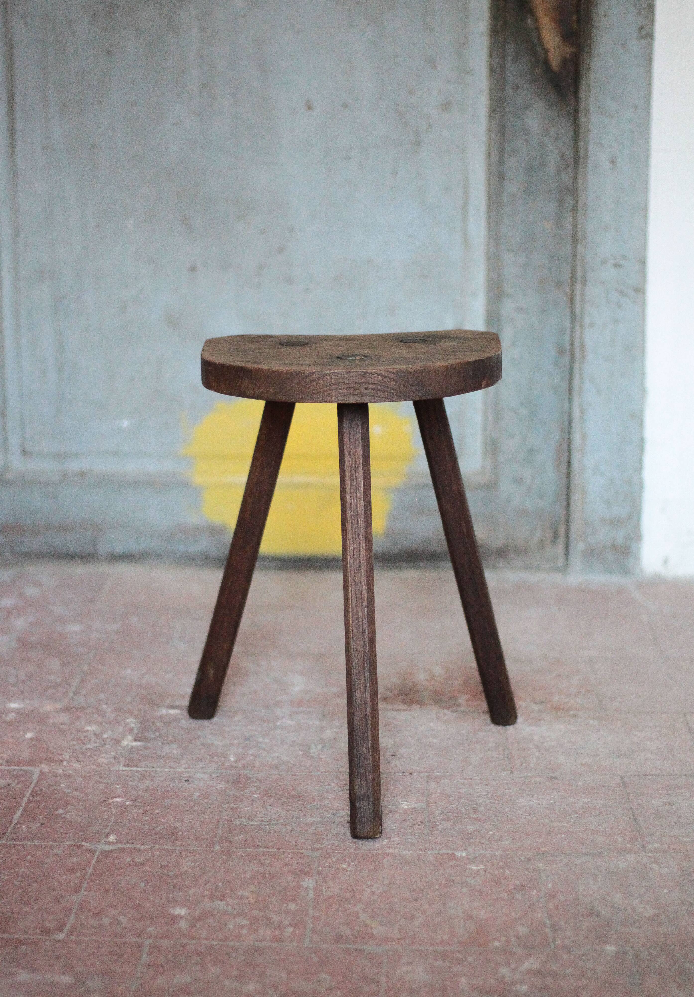 Tripod stool, wooden stool, milking stool, antique stool