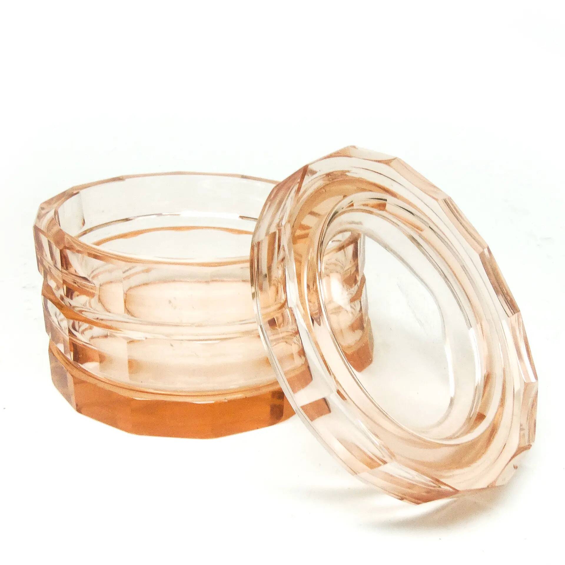 Bonbonnière Art Déco, cristal, Bohême, Tchécoslovaquie, années 1930