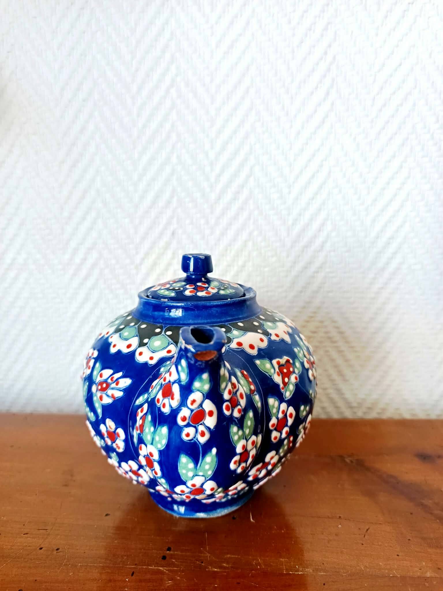 Vintage enamel ceramic teapot