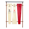 Italian wall coat rack with red cats, cream and hat rack, 1960