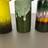 Set of four vintage pottery fat lava vases "401-20" by Scheurich, Germany, 1970s