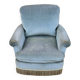 Vintage BUROV crapaud armchair in blue velvet with fringes – 1960s/70s