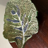 Vintage ceramic leaf-shaped vide poche, signed.