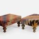 Petits ottomans kilim avec pieds en bois, turquie, set de 2