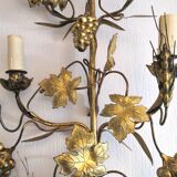Pair of sconces flor'art leaves and bunches of grapes 60s