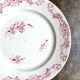 Creil & Montereau round dish in pink ironstone, "Centaurée" service
