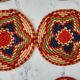 Set of bottle underwear and coasters in wicker / rope 70s
