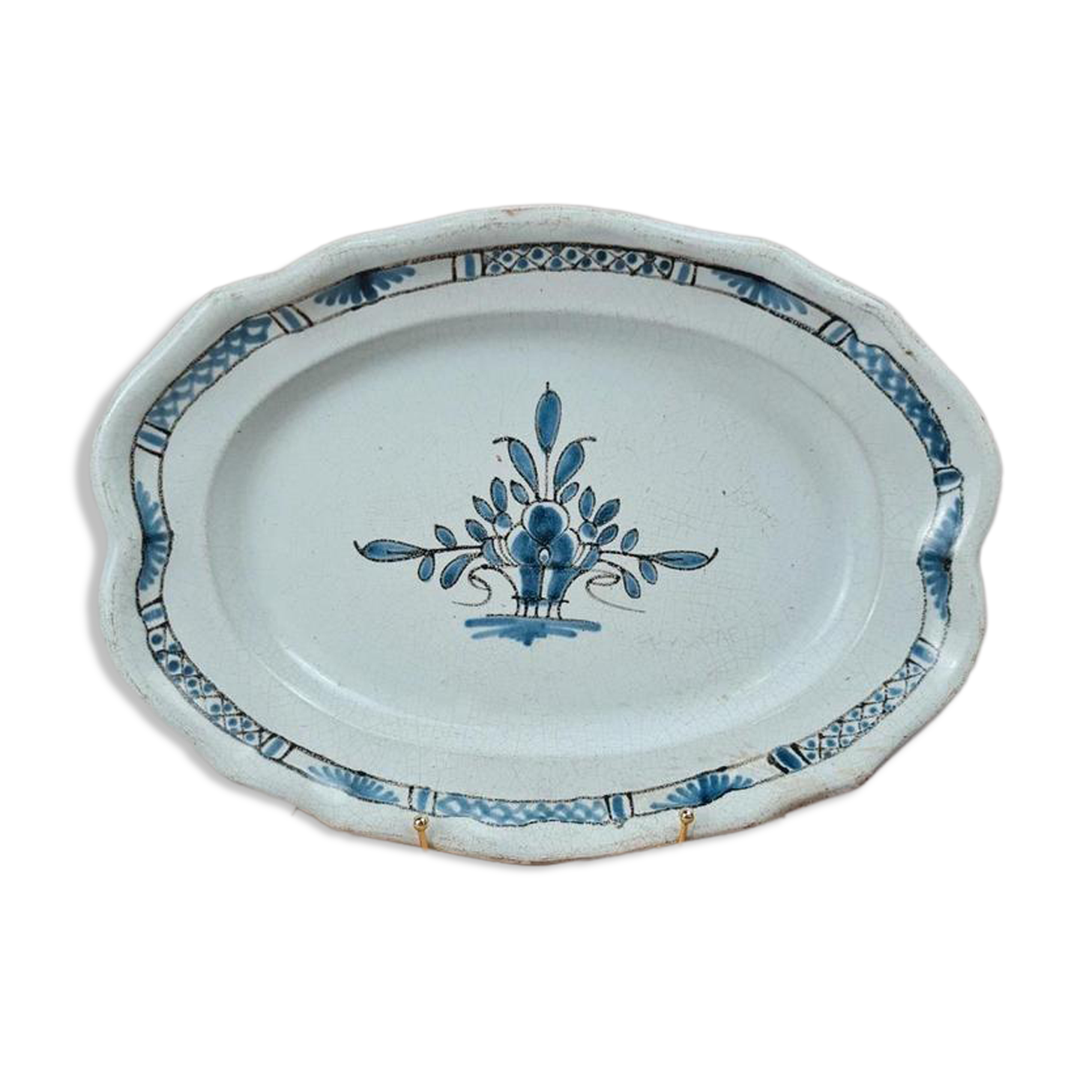 Large antique blue earthenware dish