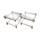 Pair of tables in brass, acrylic and glass