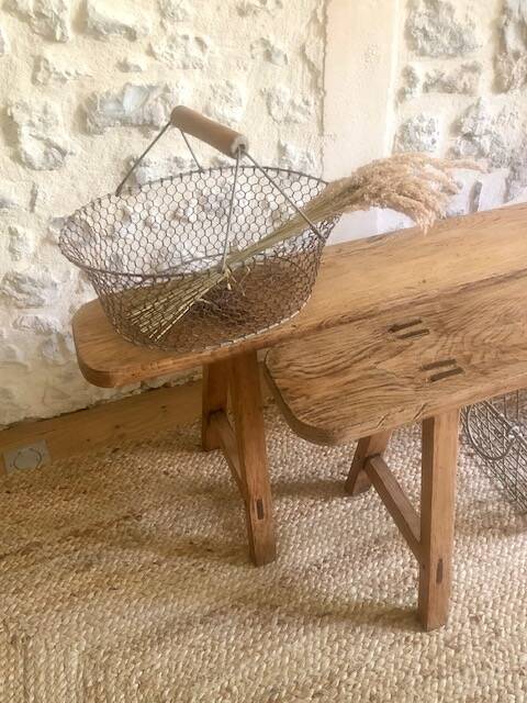 Antique wooden farm bench