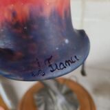 Art nouveau bronze lamp and glass paste