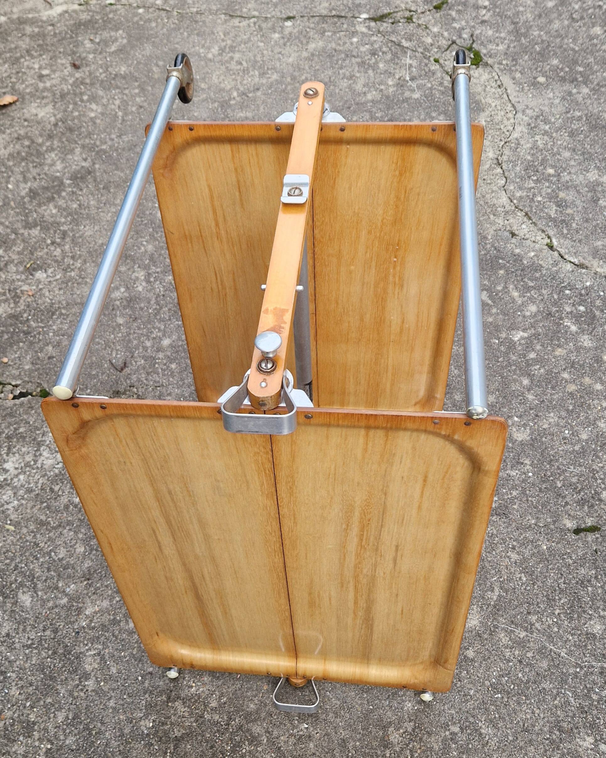 Vintage Textable folding rolling serving cart from the 1960s-70s