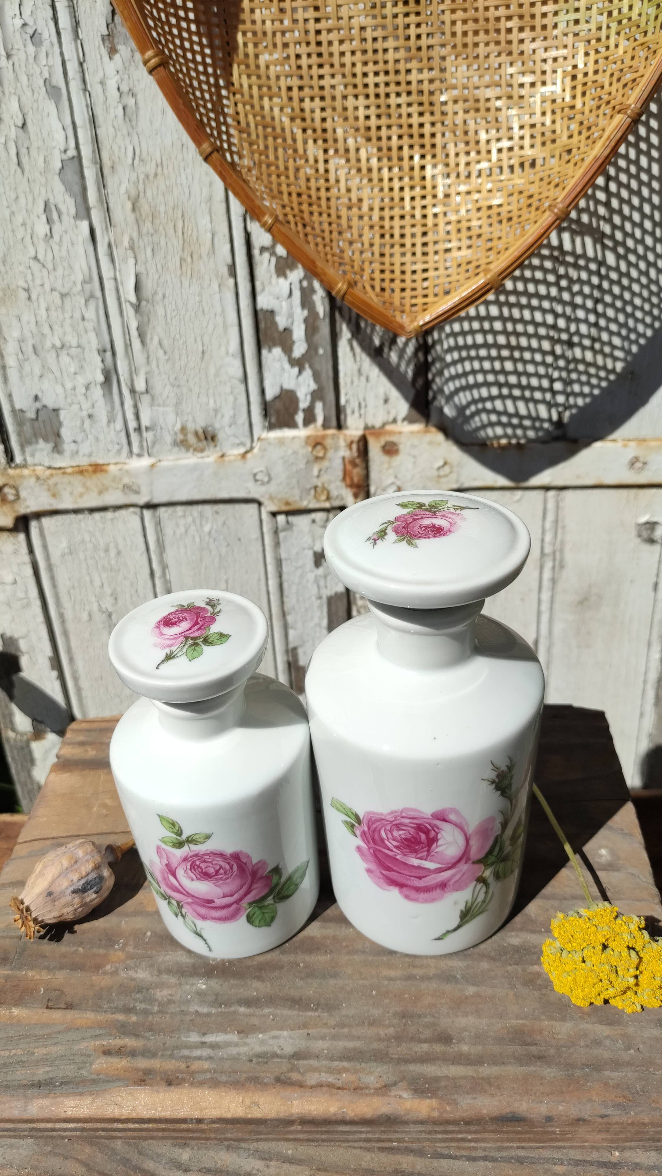 Antique white porcelain bottles