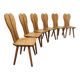Vintage brutalist wooden dining chairs 1970 'hearts'